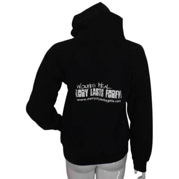 CHERRY CITY DERBY GIRLS Hoodie Sweatshirt, S, Black Pullover, Pocket, Long slvs - Picture 7 of 13